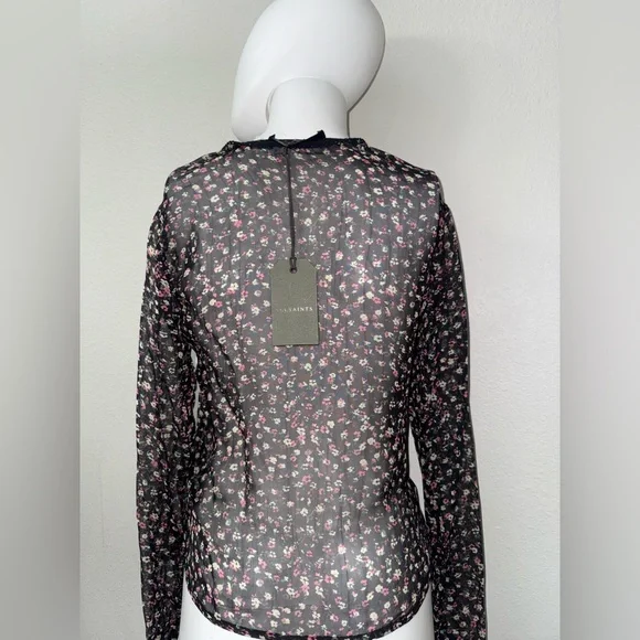 ALLSAINTS Eliana Ditz Floral Top NWT S Pink - Picture 5 of 6